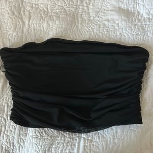 size small from shein, black, the material is mesh. scrunched up on the sides